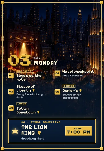 Day 3: Broadway night as the final objective